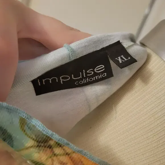 Y2K Impulse California Green Graphic Blouse Lettuce Trim XL - Picture 7 of 7